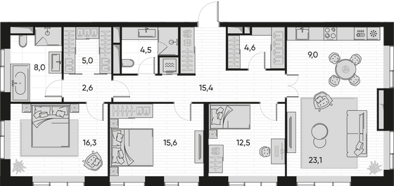 Продажа 4-комнатной квартиры 116,7 м², 18/22 этаж