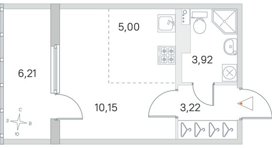 Продажа квартиры-студии 25,4 м², 2/4 этаж