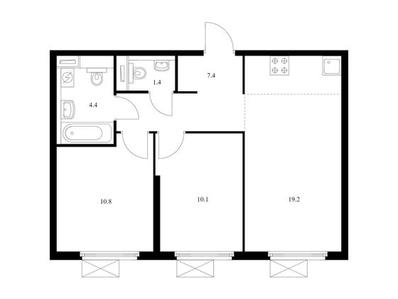 Продажа 2-комнатной квартиры 53,3 м², 15/33 этаж