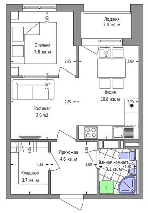 Продажа 1-комнатной квартиры 45,4 м², 16/25 этаж