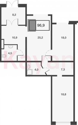 Продажа 3-комнатной квартиры 96,9 м², 1/21 этаж