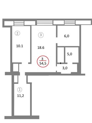 Продажа 3-комнатной квартиры 54,5 м², 1/5 этаж