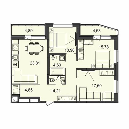 Продажа 3-комнатной квартиры 94 м², 2/17 этаж