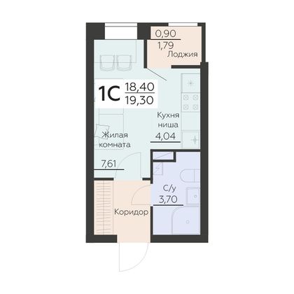 Продажа 1-комнатной квартиры 19,3 м², 9/16 этаж