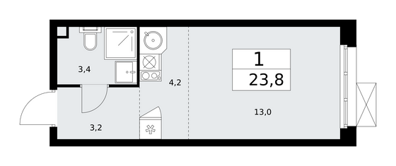 23,8 м², 1-комн. квартира, 2/17 этаж