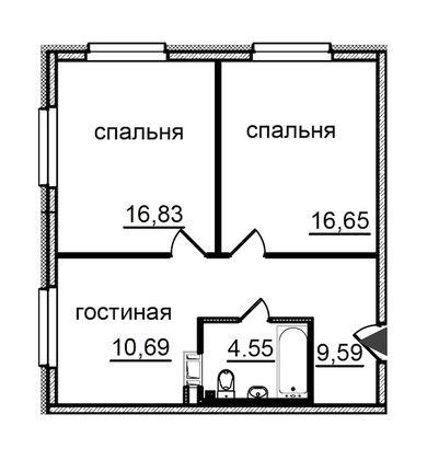 Продажа 2-комнатной квартиры 58,3 м², 22/29 этаж