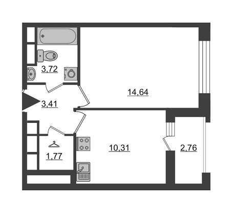 Продажа 1-комнатной квартиры 35,2 м², 5/13 этаж