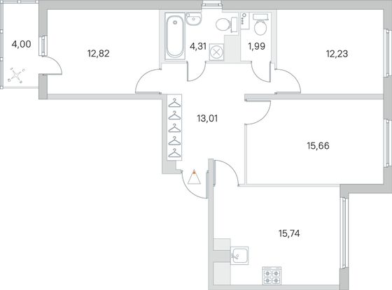 Продажа 3-комнатной квартиры 77,8 м², 3/8 этаж