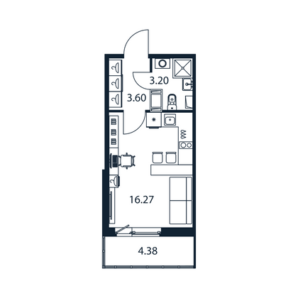 Продажа квартиры-студии 24,4 м², 3/12 этаж