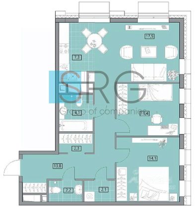 Продажа 3-комнатной квартиры 75 м², 6/27 этаж