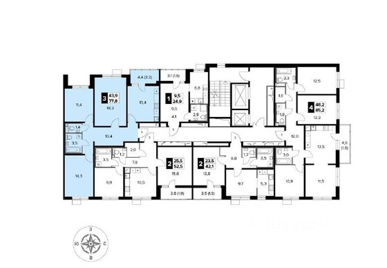 Продажа 3-комнатной квартиры 78 м², 10/15 этаж