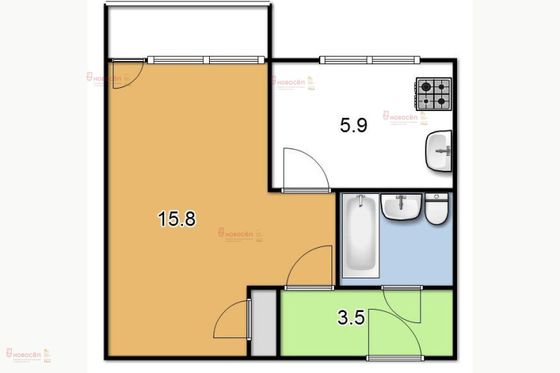 Продажа 1-комнатной квартиры 28,5 м², 2/5 этаж