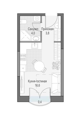 Продажа квартиры-студии 24,5 м², 9/28 этаж