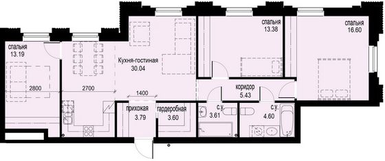 Продажа 3-комнатной квартиры 94,2 м², 2/10 этаж