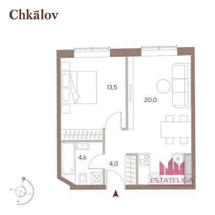 Продажа 1-комнатной квартиры 42,1 м², 9/21 этаж