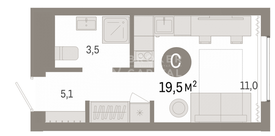 Продажа квартиры-студии 19,5 м², 4/10 этаж