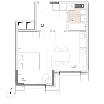 36,2 м², 1-комн. квартира, 4/7 этаж