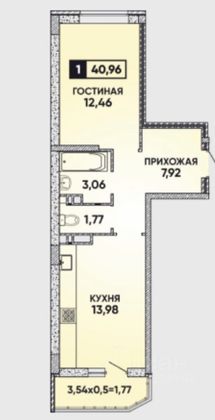Продажа 2-комнатной квартиры 41 м², 16/22 этаж