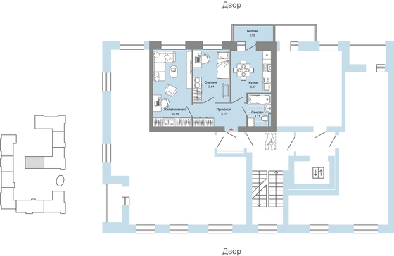 Продажа 2-комнатной квартиры 49 м², 4/9 этаж