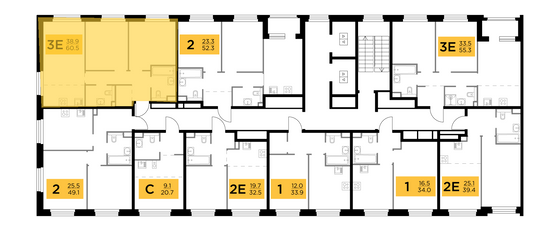 Продажа 3-комнатной квартиры 60,5 м², 9/20 этаж