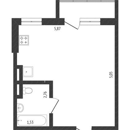 Продажа квартиры-студии 33 м², 9/10 этаж