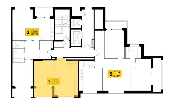 Продажа 1-комнатной квартиры 40,3 м², 21/21 этаж
