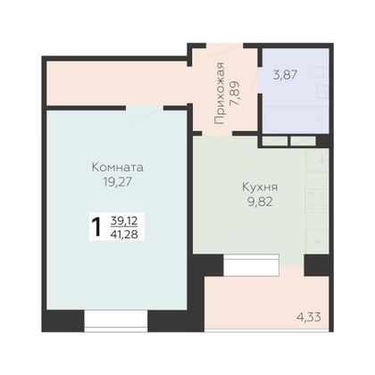 Продажа 1-комнатной квартиры 41,3 м², 3/17 этаж