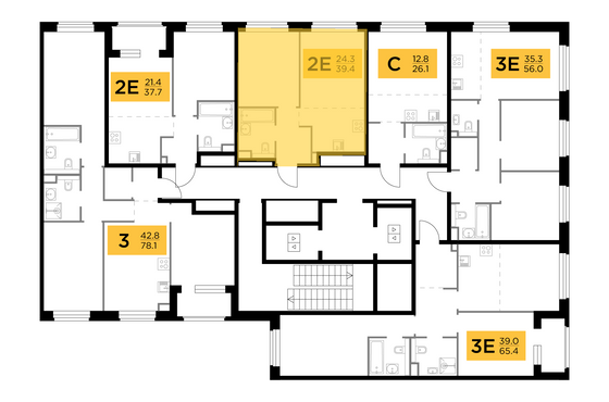 Продажа 2-комнатной квартиры 39,4 м², 3/23 этаж