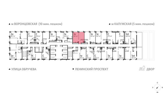 Продажа 1-комнатной квартиры 36,1 м², 27/58 этаж