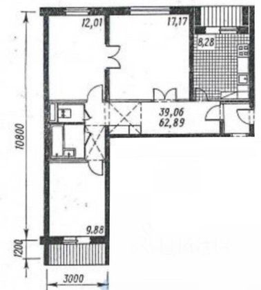 Продажа 3-комнатной квартиры 62,9 м², 11/12 этаж