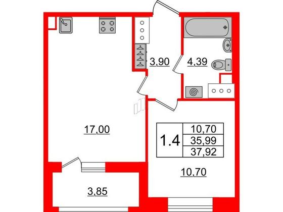 Продажа 1-комнатной квартиры 36 м², 2/18 этаж