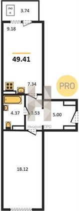 Продажа 1-комнатной квартиры 50,5 м², 2/8 этаж