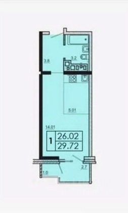 Продажа 1-комнатной квартиры 30 м², 12/18 этаж