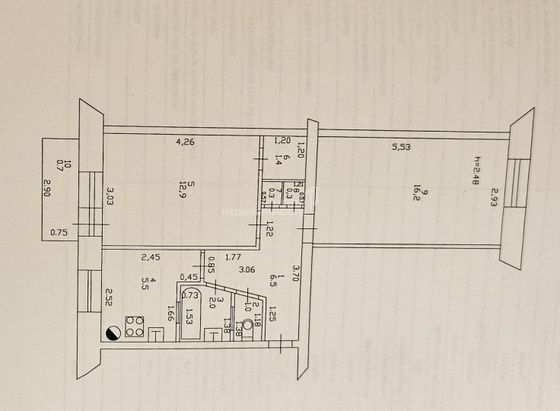 Продажа 2-комнатной квартиры 46,1 м², 3/5 этаж