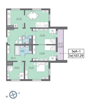 Продажа 4-комнатной квартиры 106,8 м², 25/25 этаж
