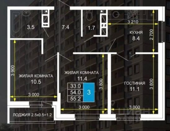 Продажа 3-комнатной квартиры 56 м², 13/16 этаж