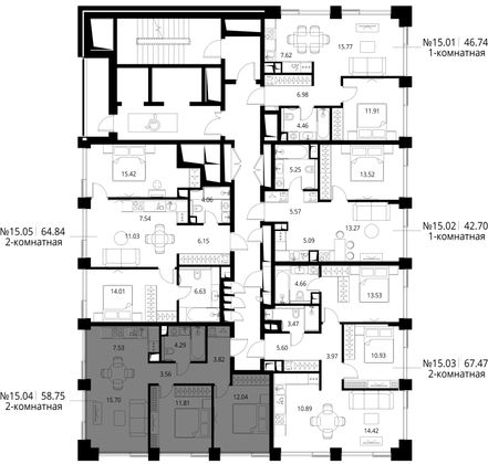 Продажа 3-комнатной квартиры 58,8 м², 15/24 этаж