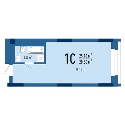 29 м², 1-комн. квартира, 25/30 этаж