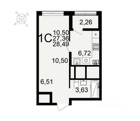 Продажа 1-комнатной квартиры 29 м², 5/26 этаж
