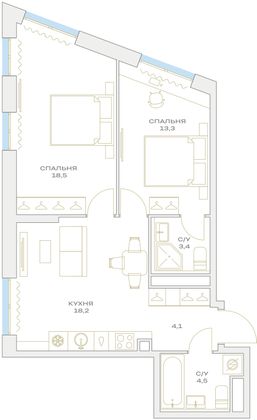 Продажа 2-комнатной квартиры 62 м², 13/23 этаж