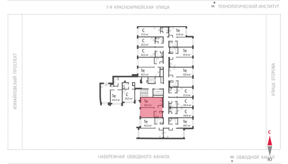 40,5 м², 1-комн. квартира, 7/11 этаж