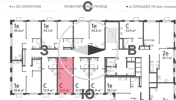 Продажа квартиры-студии 22 м², 24/24 этаж