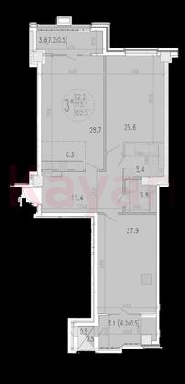 Продажа 3-комнатной квартиры 115,6 м², 13/15 этаж