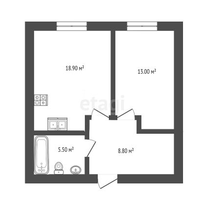 Продажа 1-комнатной квартиры 46,5 м², 1/4 этаж