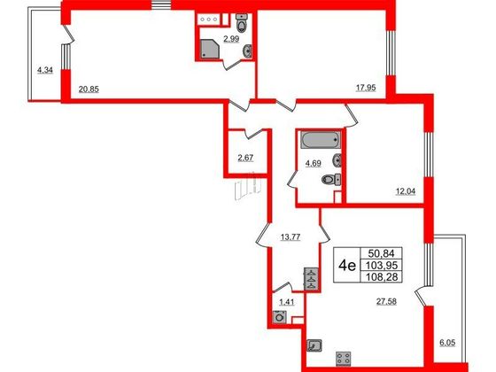 Продажа 3-комнатной квартиры 103,2 м², 2/16 этаж