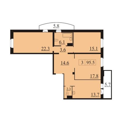Продажа 3-комнатной квартиры 95,5 м², 2/25 этаж