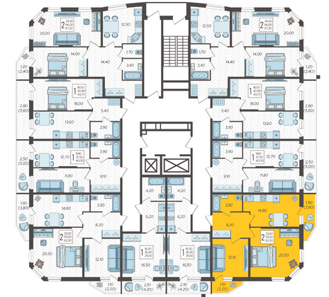 Продажа 2-комнатной квартиры 62,5 м², 3/16 этаж