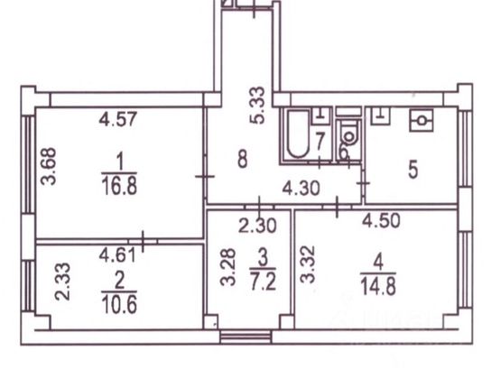 Продажа 4-комнатной квартиры 71,1 м², 9/16 этаж