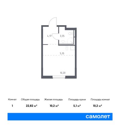 22,8 м², студия, 2/17 этаж