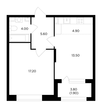 Продажа 2-комнатной квартиры 47,1 м², 6/17 этаж